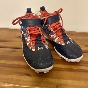 Under Armour Black and Red lacrosse cleats  High-Top Design